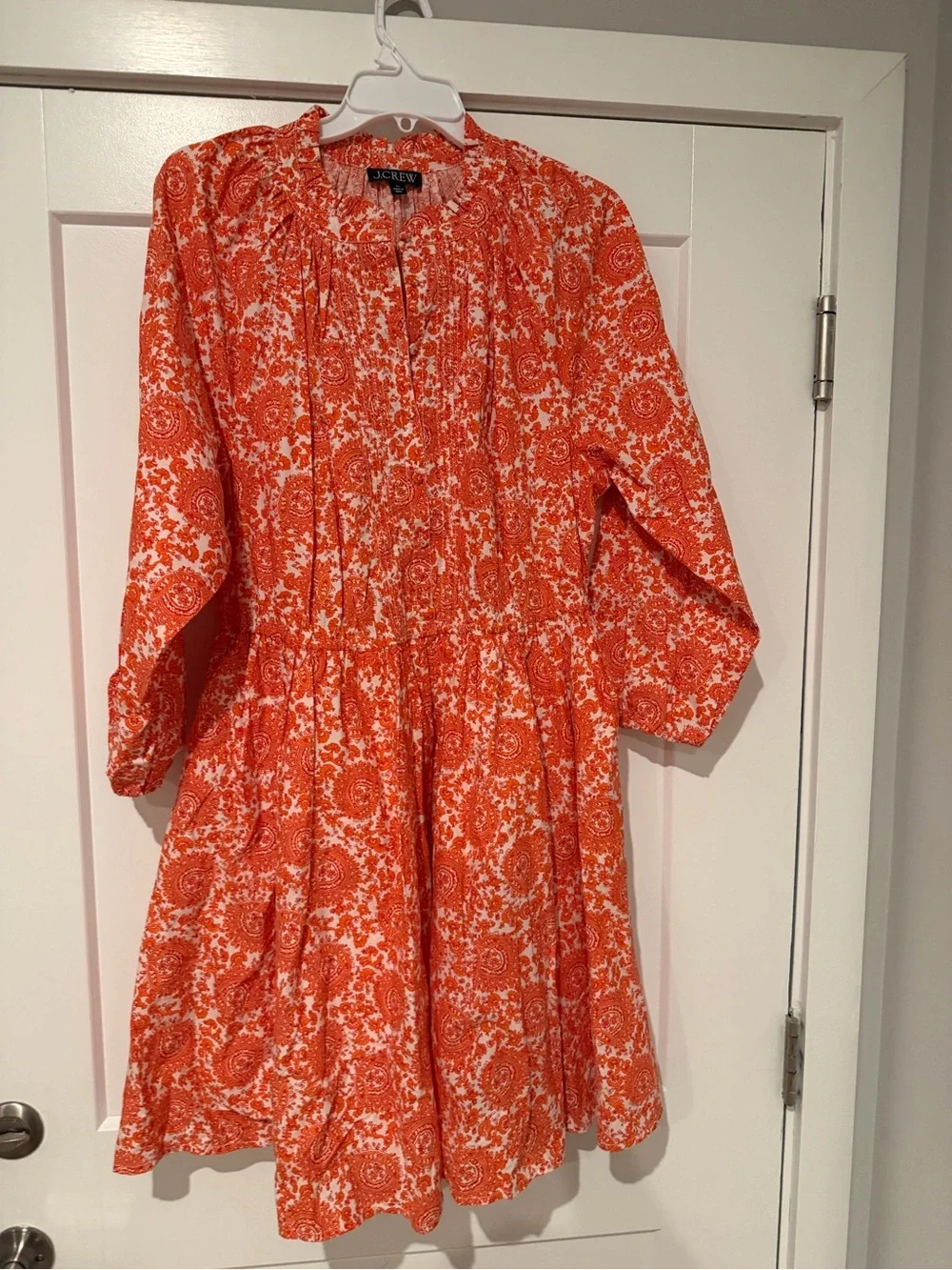 J.Crew Paisley Mini Dress‎ Orange White Ruffle Size XL